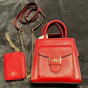 Genuine Coach red handbag and matching wallet